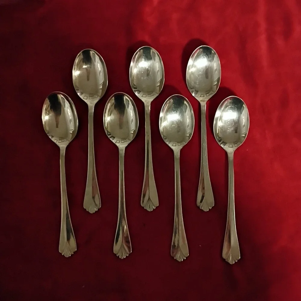 7 Soup Spoons Farberware BAYPORT Stainless Flatware Silverware Replacement 7.25